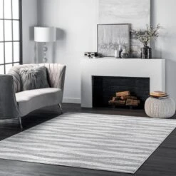 Nuloom Tristan Geometric 5x8 Area Rug For Living Room Bedroom Dining Room Kitchen, Grey/Off White