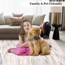 8x10 Rugs Non-Slip ¨C Modern Boho Abstract Area Rug Stain-Resistant Low Pile Carpet | Machine Washable Ivory Accent Rug With TPR Backing -Decor Vista GUEST f342ed8a 13c0 4c54 a947 1bea3e0eb9d9