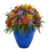 Nearly Natural 24-in Giant Mixed Floral Artificial Arrangement In Blue Vase -Decor Vista GUEST f420f561 67d6 460d 8ab8 68510725c9f7