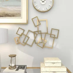 Metal Geometric Overlapping Rectangles Wall Decor Gold - CosmoLiving By Cosmopolitan -Decor Vista GUEST f443efcb 8203 4945 81bd 278eba689f5c