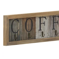 Emma And Oliver Distressed Rustic Coffee Sign With 6 Sturdy Metal Hooks To Accommodate Most Mug Sizes -Decor Vista GUEST f6ba366d e356 49a0 88af 3b2fb65210c4