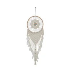 Cotton Macrame Handmade Intricately Woven Dreamcatcher Wall Decor With Beaded Fringe Tassels White - Olivia & May 12 Cotton Macrame Handmade Intricately Woven Dreamcatcher Wall Decor With Beaded Fringe Tassels White - Olivia & May -Decor Vista GUEST f711a1c0 f613 4942 83cd 00467a195c33