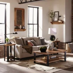 Alpine Live Edge Wood Mantel Shelf Natural Brown - Alaterre Furniture -Decor Vista GUEST f811002f 73db 4add 8ca9 3a9b4ee127a5