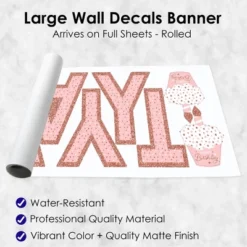 Big Dot Of Happiness Pink Rose Gold Birthday - Peel And Stick Happy Birthday Party Large Banner Wall Decals - Happy Birthday -Decor Vista GUEST f8188b24 e48a 471a b020 691d2638b9ac