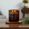 23oz XL 3-Wick Fennel + Pine Wooden Amber Glass With Wood Lid And Stamped Logo Amber Candle - Threshold™ -Decor Vista GUEST f97e7f56 2b88 45f1 b9bf 917ecf7e2463