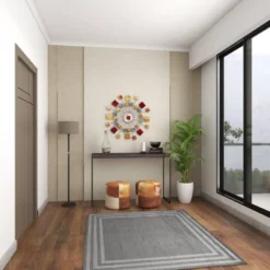 Metal Sunburst Wall Decor With Square Panel Accent Brown - Olivia & May -Decor Vista GUEST f98ef44f 7546 4485 90e6 e2f8e7eefb8d