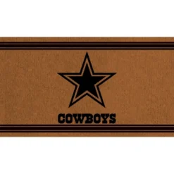Evergreen Dallas Cowboys Logo Turf Mat, Brown- 28 X 16 Inches Indoor Outdoor Doormat