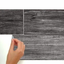 RoomMates Distressed Barn Wood Plank Peel And Stick Wallpaper Black -Decor Vista GUEST f9a0250e e38b 4043 9d00 8d4abdb0b056
