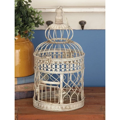 Set Of 2 Iron 22" Vintage Birdcage Cream - Olivia & May 3 Set Of 2 Iron 22" Vintage Birdcage Cream - Olivia & May