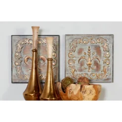 Metal Fleur De Lis Embossed Wall Decor Set Of 4 Brass - Olivia & May -Decor Vista GUEST fa1d2cfd 4049 4a25 bc3b 007d556453a4
