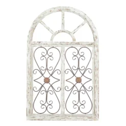 Wood Scroll Arched Window Inspired Wall Decor With Metal Scrollwork Relief White - Olivia & May 29 Wood Scroll Arched Window Inspired Wall Decor With Metal Scrollwork Relief White - Olivia & May -Decor Vista GUEST fab62533 f0ae 4440 94dd 4fb20795c7e8