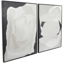 Set Of 2 Contemporary Canvas Abstract Framed Wall Arts With Black Frames White - Olivia & May -Decor Vista GUEST fb55953b 5570 4ef8 abe8 921f1a92f67e