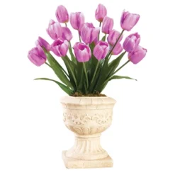 Collections Etc Springtime Tulip Bushel Artificial Maintenance-Free Bouquet Bush - Set Of 3 -Decor Vista GUEST fb7d7a63 4e83 4849 9edb 1fba2e12ae77