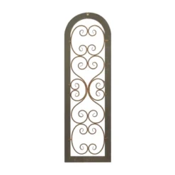 Wood Scroll Arched Window Inspired Wall Decor With Metal Scrollwork Relief Brown - Olivia & May -Decor Vista GUEST fbbade27 63bc 4b74 8c32 e9ffabe73b49