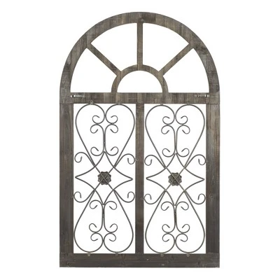 Wood Scroll Arched Window Inspired Wall Decor With Metal Scrollwork Relief White - Olivia & May 17 Wood Scroll Arched Window Inspired Wall Decor With Metal Scrollwork Relief White - Olivia & May - Image 15