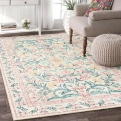 Itopfox Machine Washable Nursery Rug, Pink Floral Carpet Non Slip, Soft Boho Indoor Floor Rug For Girls Bedroom, Living Room, Dorm -Decor Vista GUEST fd868329 672c 4ef4 a9cf c6e5a5cd6147