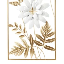 Set Of 2 Metal Floral Wall Decors With Gold Frame - Olivia & May -Decor Vista GUEST fe73f945 b1ce 4a29 85df a89ad6285248