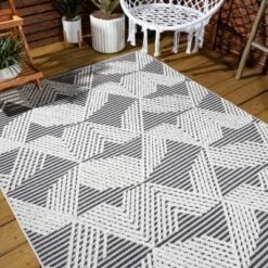 Jazz High-Low Pile Art Deco Geometric Indoor/Outdoor Area Rug - JONATHAN Y -Decor Vista GUEST fe9af68a 50a7 488c bd2a e234f7b8faef
