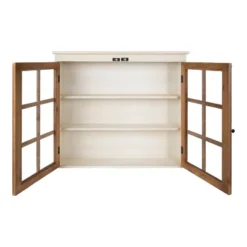 30" X 6.5" X 28" Hutchins Decorative Farmhouse Wood Wall Cabinet White/Brown - Kate & Laurel All Things Decor -Decor Vista GUEST ff1c02d9 5a6c 494d bac6 f4f7865f3bb1