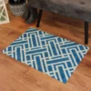 2'x3' ColorStar Deco Grid Door Mat Sapphire - Bungalow Flooring
